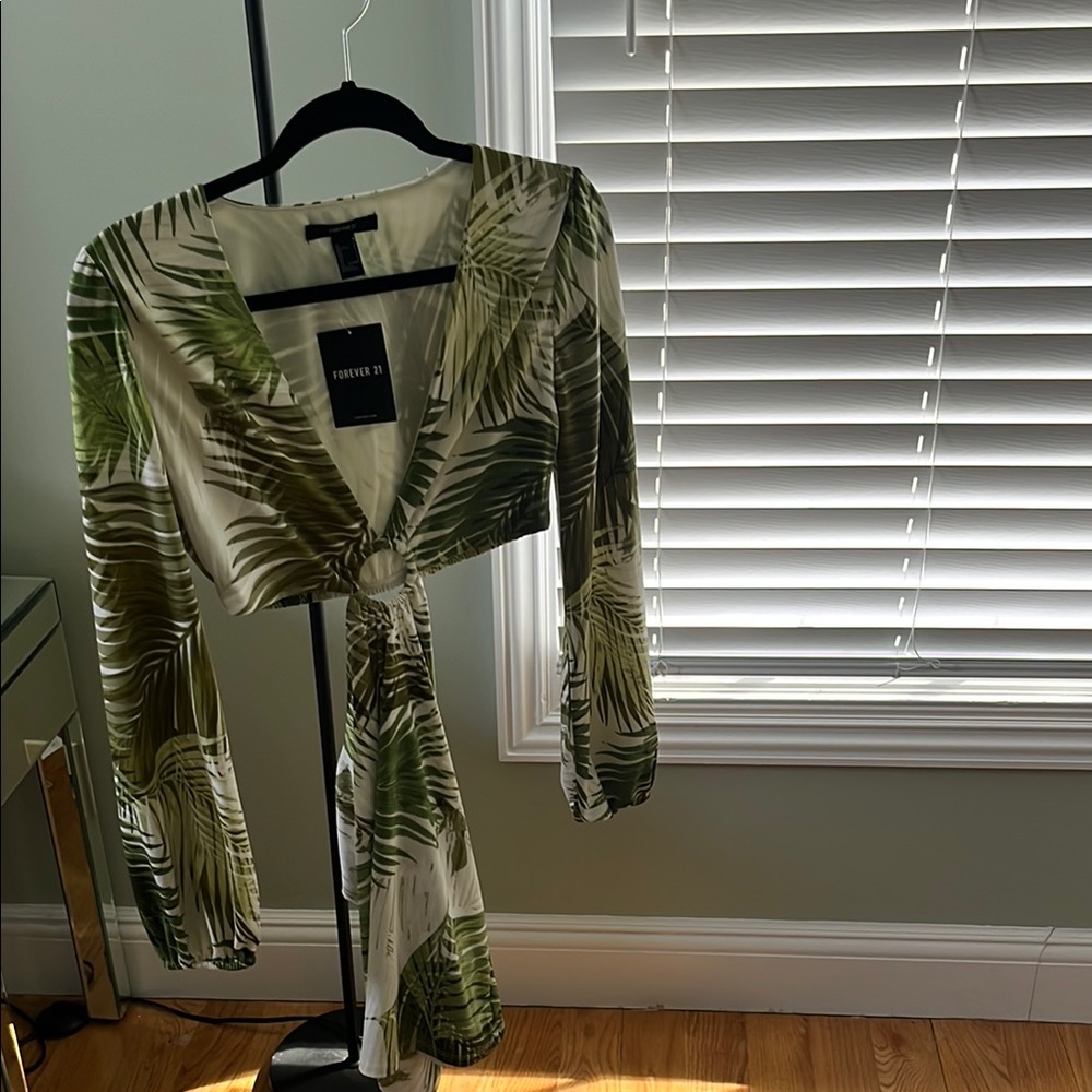 Forever 21 Tropical Green Wrap Dress
